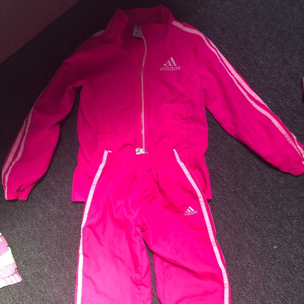 Adidas hot pink ruffle tracksuit size 5 to 6